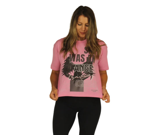 ‘She Was An Angel Craving Chaos’ Graphic Print T