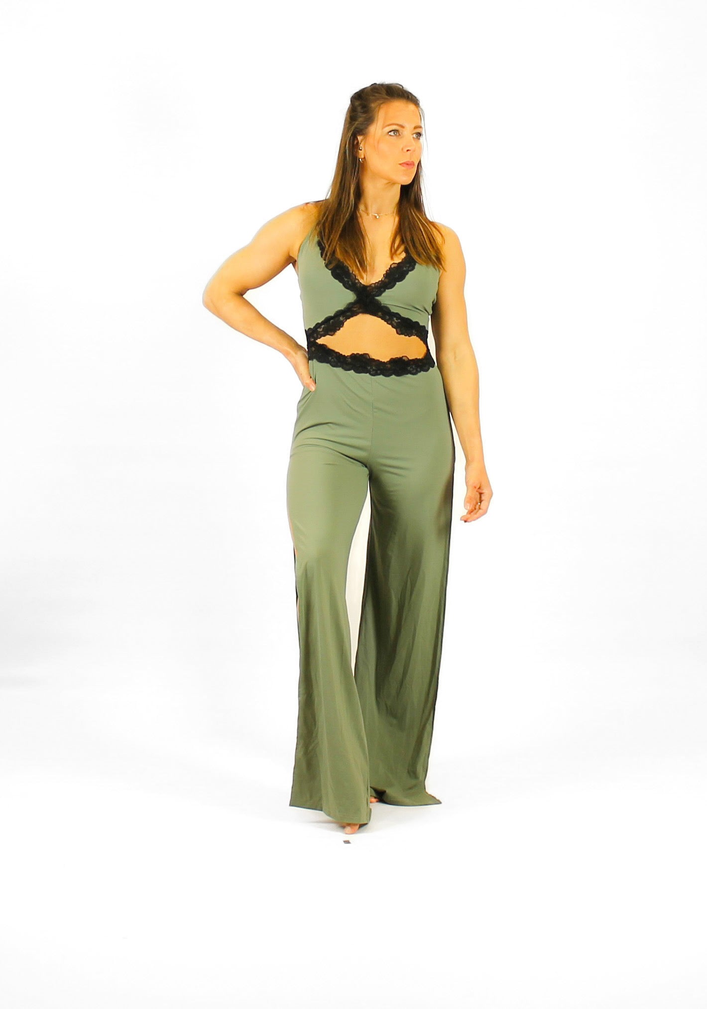 Statement Open Leg Lace Jumpsuit